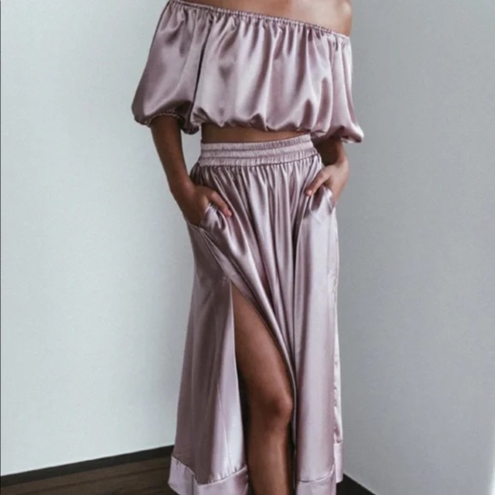 Grace Loves Lace Silky Satin Set - Purple, size Medium